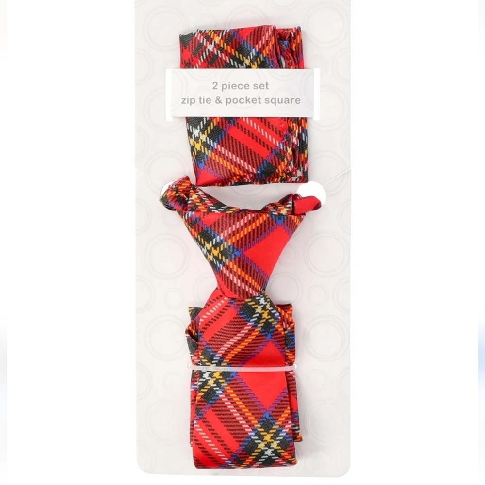 Wonder Nation Red Plaid Tie and Pocket Square Set